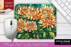 Stained Glass Flowers Mouse Pad Sublimation - Floral PNG Product Image 1