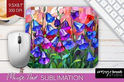 Stained Glass Flowers Mouse Pad Sublimation - Floral PNG Product Image 1