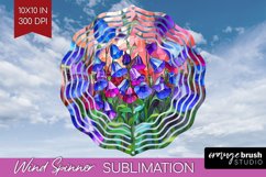 Stained Glass Flowers Wind Spinner Sublimation PNG - Floral Product Image 1