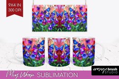 Stained Glass Flowers Mug Wrap - Floral Mug PNG Sublimation Product Image 1