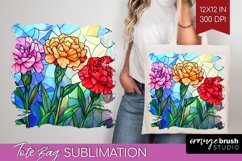 Stained Glass Flowers Tote Bag - Floral Tote Bag PNG Product Image 1