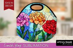 Stained Glass Flowers Lunch Bag - Floral Lunch Bug PNG Product Image 1