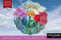 Stained Glass Flowers Wind Spinner Sublimation PNG - Floral Product Image 1