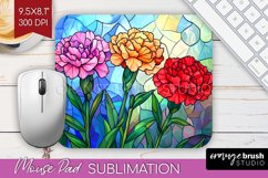 Stained Glass Flowers Mouse Pad Sublimation - Floral PNG Product Image 1
