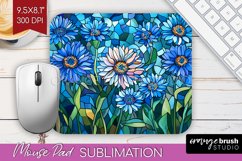 Stained Glass Flowers Mouse Pad Sublimation - Floral PNG Product Image 1