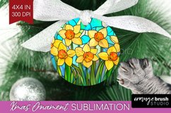 Stained Glass Flowers Ornament PNG - Floral PNG Sublimation Product Image 1