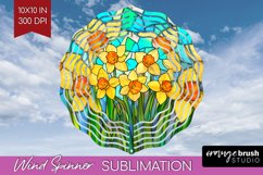 Stained Glass Flowers Wind Spinner Sublimation PNG - Floral Product Image 1