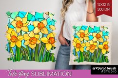 Stained Glass Flowers Tote Bag - Floral Tote Bag PNG Product Image 1
