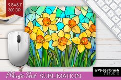 Stained Glass Flowers Mouse Pad Sublimation - Floral PNG Product Image 1