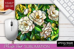 Stained Glass Flowers Mouse Pad Sublimation - Floral PNG Product Image 1