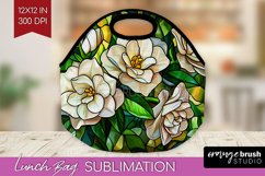 Stained Glass Flowers Lunch Bag - Floral Lunch Bug PNG Product Image 1