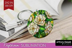 Stained Glass Flowers Keychain PNG - Floral Keychain Product Image 1