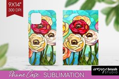 Stained Glass Flowers Phone Case PNG - Floral Case PNG Product Image 1