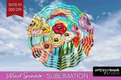 Stained Glass Flowers Wind Spinner Sublimation PNG - Floral Product Image 1