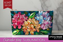 Stained Glass Flowers Cosmetic Bag - Floral Makeup Bag PNG Product Image 1