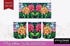 Stained Glass Flowers Mug Wrap - Floral Mug PNG Sublimation Product Image 1