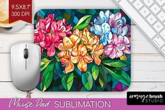Stained Glass Flowers Mouse Pad Sublimation - Floral PNG Product Image 1