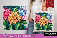 Stained Glass Flowers Tote Bag - Floral Tote Bag PNG Product Image 1