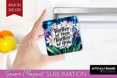 Family Quote Magnet Sublimation - Stained Flass Flowers PNG Product Image 1