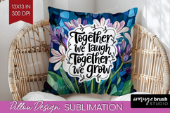 Family Quote Pillow Sublimation - Stained Flass Flowers PNG Product Image 1