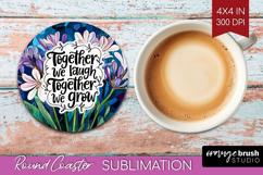 Family Quote Round Coaster - Stained Flass Flowers Coaster Product Image 1