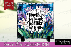 Family Quote Slate PNG - Stained Flass Flowers Square Slate Product Image 1
