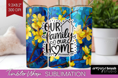 Family Quote Tumbler Wrap - Stained Flass Flowers Tumbler Product Image 1