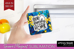 Family Quote Magnet Sublimation - Stained Flass Flowers PNG Product Image 1