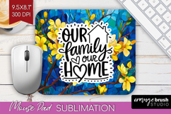 Family Quote Mouse Pad Sublimation - Stained Flass Flowers Product Image 1