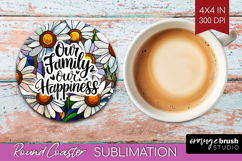 Family Quote Round Coaster - Stained Flass Flowers Coaster Product Image 1
