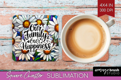 Family Quote Square Coaster - Stained Flass Flowers Coaster Product Image 1