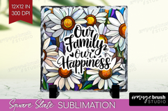 Family Quote Slate PNG - Stained Flass Flowers Square Slate Product Image 1