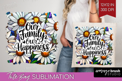 Family Quote Tote Bag - Stained Flass Flowers Tote Bag PNG Product Image 1