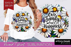 Family Quote Round Tshirt Background - Stained Flass Flowers Product Image 1