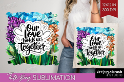 Family Quote Tote Bag - Stained Flass Flowers Tote Bag PNG Product Image 1