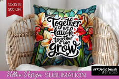 Family Quote Pillow Sublimation - Stained Flass Flowers PNG Product Image 1