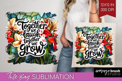 Family Quote Tote Bag - Stained Flass Flowers Tote Bag PNG Product Image 1