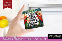 Family Quote Magnet Sublimation - Stained Flass Flowers PNG Product Image 1