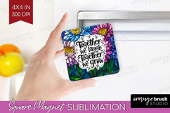 Family Quote Magnet Sublimation - Stained Flass Flowers PNG Product Image 1