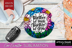 Family Quote Car Coaster - Stained Flass Flowers Coaster PNG Product Image 1