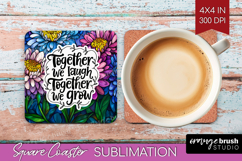 Family Quote Square Coaster - Stained Flass Flowers Coaster Product Image 1