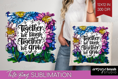Family Quote Tote Bag - Stained Flass Flowers Tote Bag PNG Product Image 1