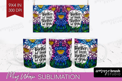 Family Quote Mug Wrap - Stained Flass Flowers Mug PNG Product Image 1