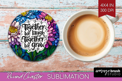 Family Quote Round Coaster - Stained Flass Flowers Coaster Product Image 1