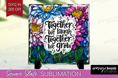Family Quote Slate PNG - Stained Flass Flowers Square Slate Product Image 1
