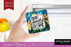 Family Quote Magnet Sublimation - Stained Flass Flowers PNG Product Image 1