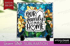Family Quote Slate PNG - Stained Flass Flowers Square Slate Product Image 1