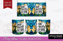 Family Quote Mug Wrap - Stained Flass Flowers Mug PNG Product Image 1