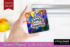 Family Quote Magnet Sublimation - Stained Flass Flowers PNG Product Image 1