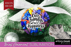 Family Quote Ornament PNG - Stained Flass Flowers PNG Product Image 1
